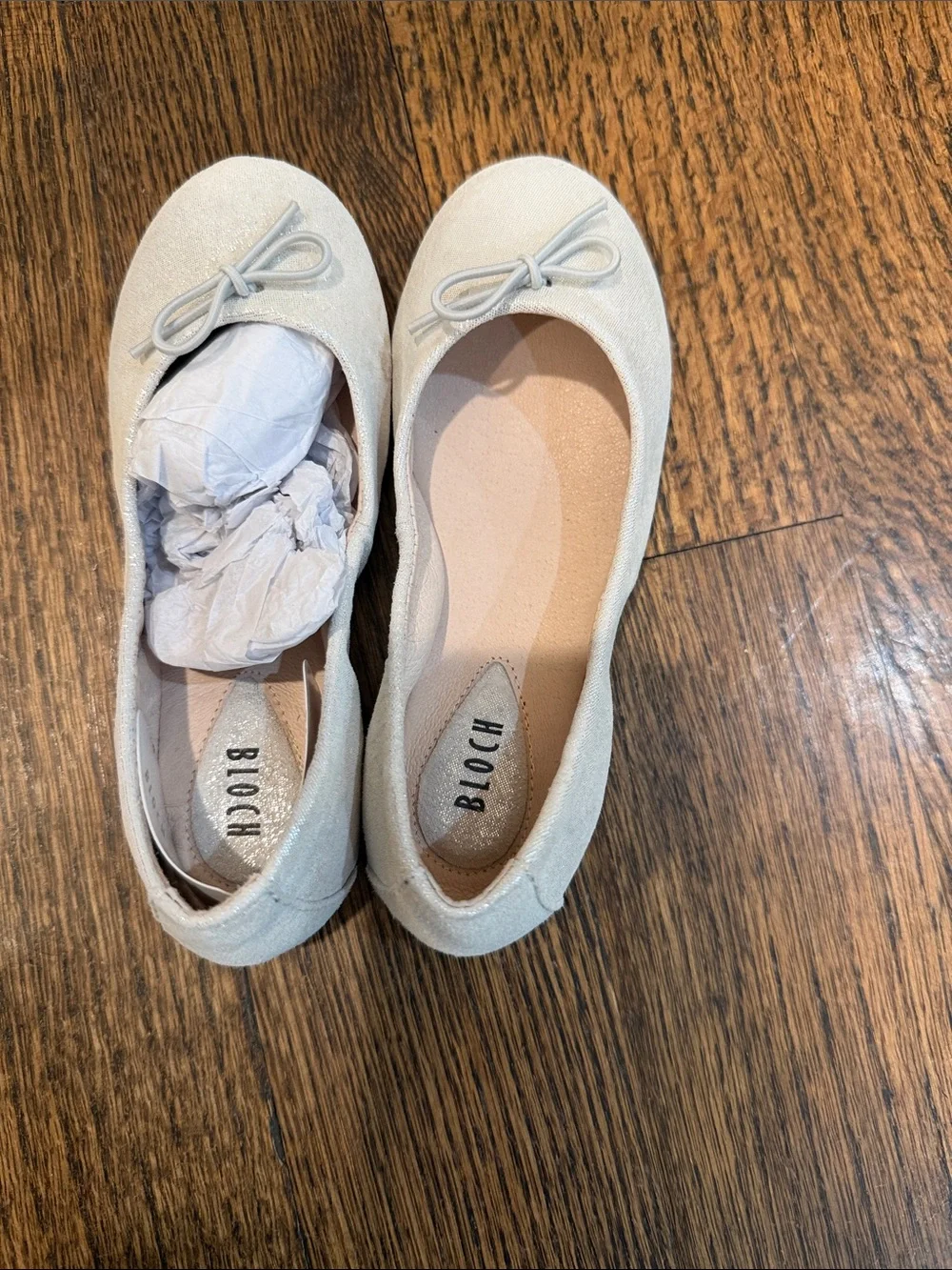 Bloch Silver Glitter Kids Ballet Flat with Bow